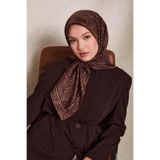 Kahve Noktalı Daireler Bask. Twill İpek Eşarp