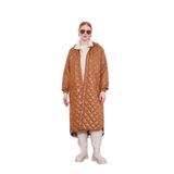 Kahve Parlak Kapitone Çıtçıtlı Mont
