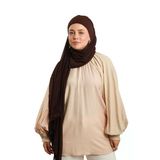 Kahve Pratik Hazır Geçmeli Bone Şal Şifon Düz 2506_14