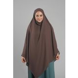 Kahve Pratik Hazır Geçmeli Tesettür Eşarp Krep Bağcıklı Sufle Hijab 2313_14