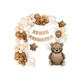 Kahve Rengi Balon Garland Kit Doğum Günü Afişi Sevimli Ayı Temalı Balon