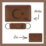 Kahve Renk, Ayyıldız Desenli, Isme Özel, Cüzdan ve Anahtarlık Set, Dosta Hediyelik Unutulmaz Anı,