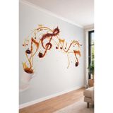 Kahve Sıçraması ve Müzik Notaları Temalı Mutfak & Kafe İçin Tek Parça Tekstil Duvar Kağıdı, 450 x 280