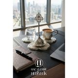 Kahve Sunum Seti | Kahve Sunumluk | Söz Nişan Kahve Seti | Gold Kahve Fincanı Su Bardağı Lokumluk ve Sunum Tabağı Seti - Gümüş