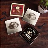 Kahve Taş Bardak Altlığı Seti - 4 Parça - Dekoratif, Rustik Mutfak Aksesuarı, 10X10 Cm, Kaydı - Çok Renkli