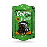 Kahve Temalı Metal Servis Tepsisi, Yeşil, 15.7x24.5 cm, Extra Strong Baskılı Dekoratif Tepsi
