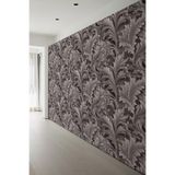 Kahve Tonlu Yaprak Desenli Modern Doğal Tasarım Tekstil Duvar Kağıdı, 500 x 260