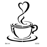 Kahve Ve Aşk Yapışkanlı Stencil Süsleme Ve Boyama Kalıbı