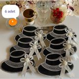 Kahve Yan Peçete,kokteyl Peçetesi,sunum Peçetesi,kahve Sunum Peçetesi,parti Peçetesi - 13 x 15 - Siyah - Gümüş