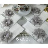 Kahve Yanı Peçete,kokteyl Peçetesi,sunum Peçetesi,kahve Sunum Peçetesi,amerikan Servis,supla - Ekru - Gümüş - 13 x 13