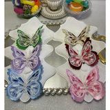 Kahve Yanı Peçete,kokteyl Peçetesi,sunum Peçetyesi,tepsi Peçetesi,nakışlı Peçete,3 Boyutlu Incili (6 Adet) - Ebruli - 14 x 14 cm