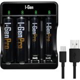 Kahveci Elektronik Store G421 4'lü Pil Şarj Aleti + 2 Adet Aa Pro 2950 Mah + 2 Adet Aaa Pro 1100 Mah Şarjlı Kalem Pilli Set 1.2V Ni-Mh - 1 Adet - Altın