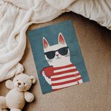 Kahveli Çizgili Kedi Çocuk Odası Duvar Posteri Çerçeveli Tablo Duvar Dekorasyonu - 21 x 30 - Çerçevesiz Poster