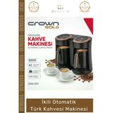 #Kahvemakinesi Crown Közde Pişirme Köpüklü Tasarım Şık 800W Siyah Gold İkili Otomatik Türk Kahve Makinesi