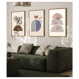 Kahvenin Tonları Pinterest Stil Çerçeve Görünümlü 3'lü Set Tablo - 15 x 20 - Çok Renkli