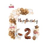Kahverengi 2 Yaş Kalp Yıldız Ayılı Ay Folyo Balonlu Balon Zincirli Doğum Günü Parti Seti