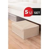 Kahverengi 5 Adet - Kapaklı Çok Amaçlı Çamaşır-Saklama-Düzenleme Vb Hurç, Kutu Baza 50X40X19 - 35 x 44