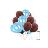 Kahverengi Açık Mavi Metalik Balon 25 Adet