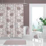 Kahverengi Banyo Paspası, Paisley Desenli Banyo Paspası Ve Duş Perdesi Takımı, 2li Banyo Seti