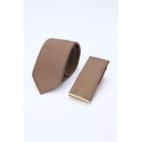 Kahverengi-Bej Desenli 7 Cm Kravat 1090260130