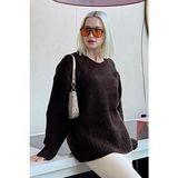 Kahverengi Bisiklet Yaka Kadın Buklet Kazak MG2480 - Standart