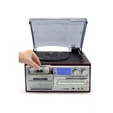 Kahverengi Bluetooth Kumandalı Cd, Kaset, Usb, Radyo Ve 33-45-78 Devir Plak Çalar