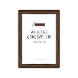 Kahverengi (Ceviz) A4 Çerçeve Polisterin Profil Çerçeve Belge Evrak Fotoğraf Çerçevesi 21X30cm Camsız Pvc Li Model