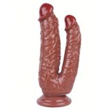 Kahverengi Çift Girişli Vantuzlu Dildo 19Cm