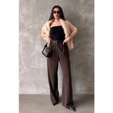 Kahverengi Çift Pileli Kemerli Pantolon MG2330