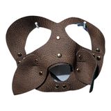 Kahverengi Deri Görünümlü Perçinli Cosplay Maskesi, Ortaçağ Temalı | Bronz Perçin Detayı, Cosplay ve Kostüm, Ortaçağ Tasarımı, Nefes Delikli Ağız, Ayarlanabilir Bağlantı