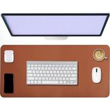 Kahverengi Deri Mouse Pad Dikişli Kenar Çift Yönlü Masa Matı Sümen 70x30 L