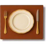 Kahverengi Dikdörtgen Deri Amerikan Servis/ Supla/ Placemats - 33 x 45 cm
