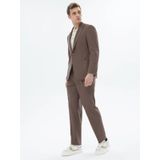 Kahverengi Düz Comfort Fit Takım Elbise