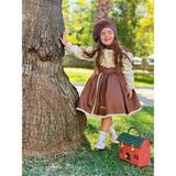 Kahverengi Eteği Nakışlı Kız Bebek Elbisesi, Doğum Günü Elbisesi, Fotoğraf Çekim Elbisesi,0-12 Yaşa Uygun - 4 Yaş