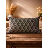 Kahverengi Geometrik Desenli Keten Kırlent Kılıfı 35X50 Cm – Premium Collection