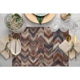 Kahverengi Geometrik Kumaş Amerikan Servis 4'lü Set (Keten, Ulusl.yıkama ve Solmama Sertifikası) - 35 x 50 cm - Çok Renkli