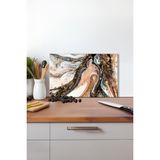 Kahverengi Gold Simli Cam Kesme Tahtası, Silikon Ayaklı, Isıya Kırılmaya Dayanıklı, Sunum Tablası - 30 x 45 cm