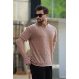 Kahverengi Hakim Yaka Erkek Basic Tişört E7148
