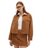 Kahverengi Kadife Gömlek Loose Fit/Bol Rahat Kesim 1211405-91393