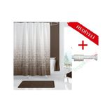 Kahverengi Kareli Boru Hediyeli Banyo Perdesi Borusu Kahverengi