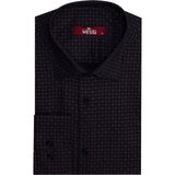 Kahverengi Kaz Ayağı Desenli Slim Fit Gömlek - XL