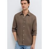 Kahverengi Keten Gömlek Slim Fit/Dar Kesim 0211466-83866