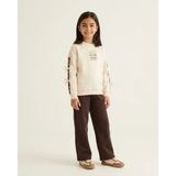 Kahverengi – Kız Çocuk Fiyonk Detaylı 3 Ip Sweatshirt ve Pantolon Takımı - 12 Yaş