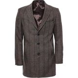 Kahverengi Lacivert Bordo Çizgili Sivri Yaka Slimfit Kaban - 44 - Taş