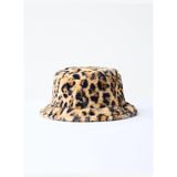 Kahverengi Leopar Desenli Peluş Şapka