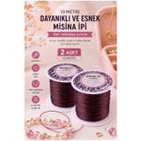Kahverengi Misina İpi 0.5Mm 10 Metre 2 Adet Esnek Boncuk Takı Dizme İpi Elastik İp Bileklik Aksesuar Lastiği Yuvarlak