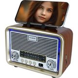 Kahverengi Nostaljik Radyo, Bluetooth, Tws, LED Çerçeve, Telefon Tutucu, Fm, Usb/tf - Ahşap - Ceviz