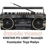 Kahverengi Nostaljik Teyp Kasetçalar KNSTAR-PX-148BT, Retro ve Şık Tasarım - Ahşap - Ceviz