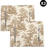Kahverengi Pastoral Desenli Dikdörtgen Amerikan Servis 2'li - 33 x 45 cm