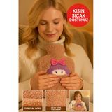 Kahverengi Peluş Sıcak Su Torbası – Yumuşak, Güvenli ve Şık Saçlı Kız Model, 1 Litre